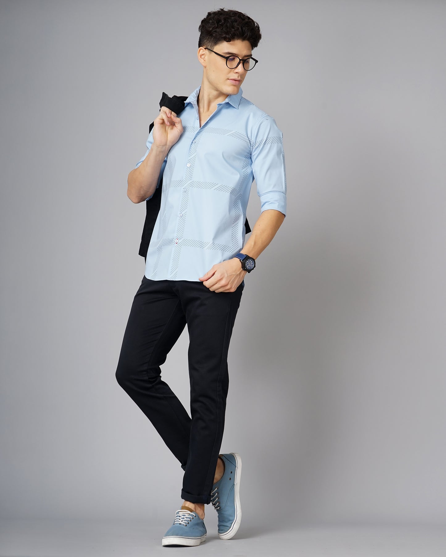 Aslant Blue Printed Shirt