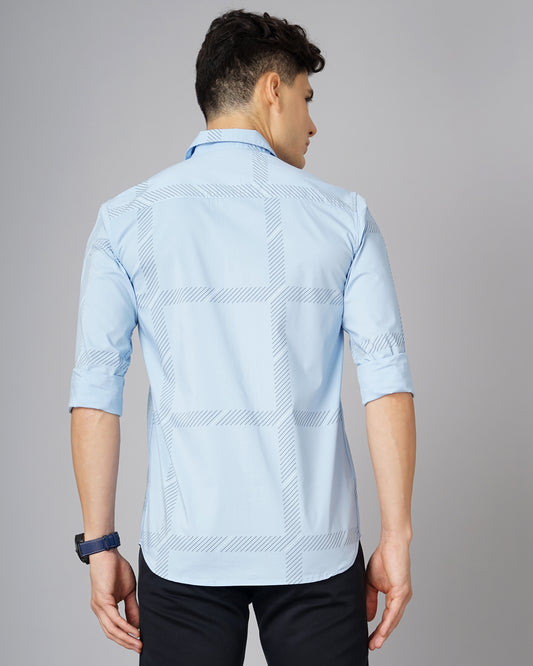 Aslant Blue Printed Shirt