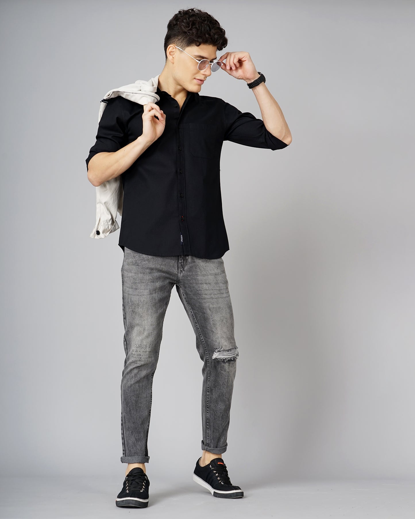 Oxford Black Solid Shirt