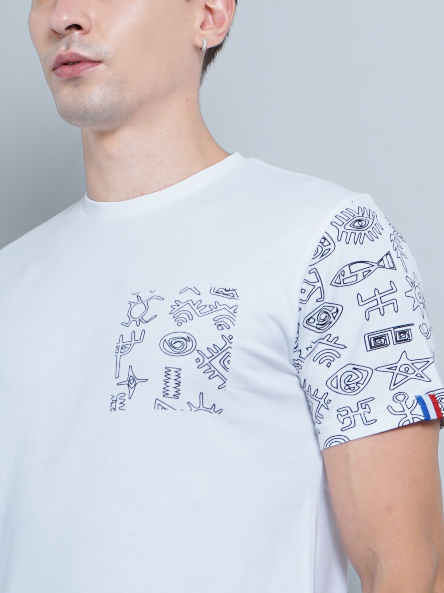 Sleeve Print White T-Shirt