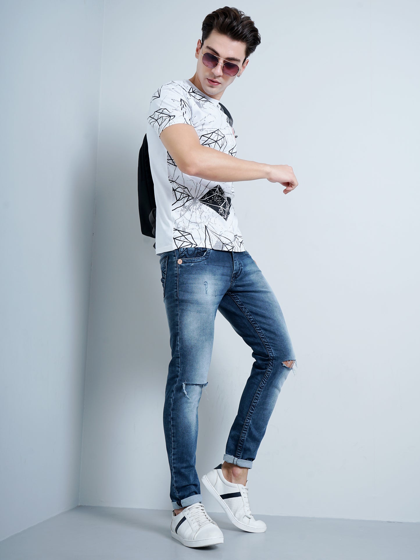 Diamond Print White T-Shirt