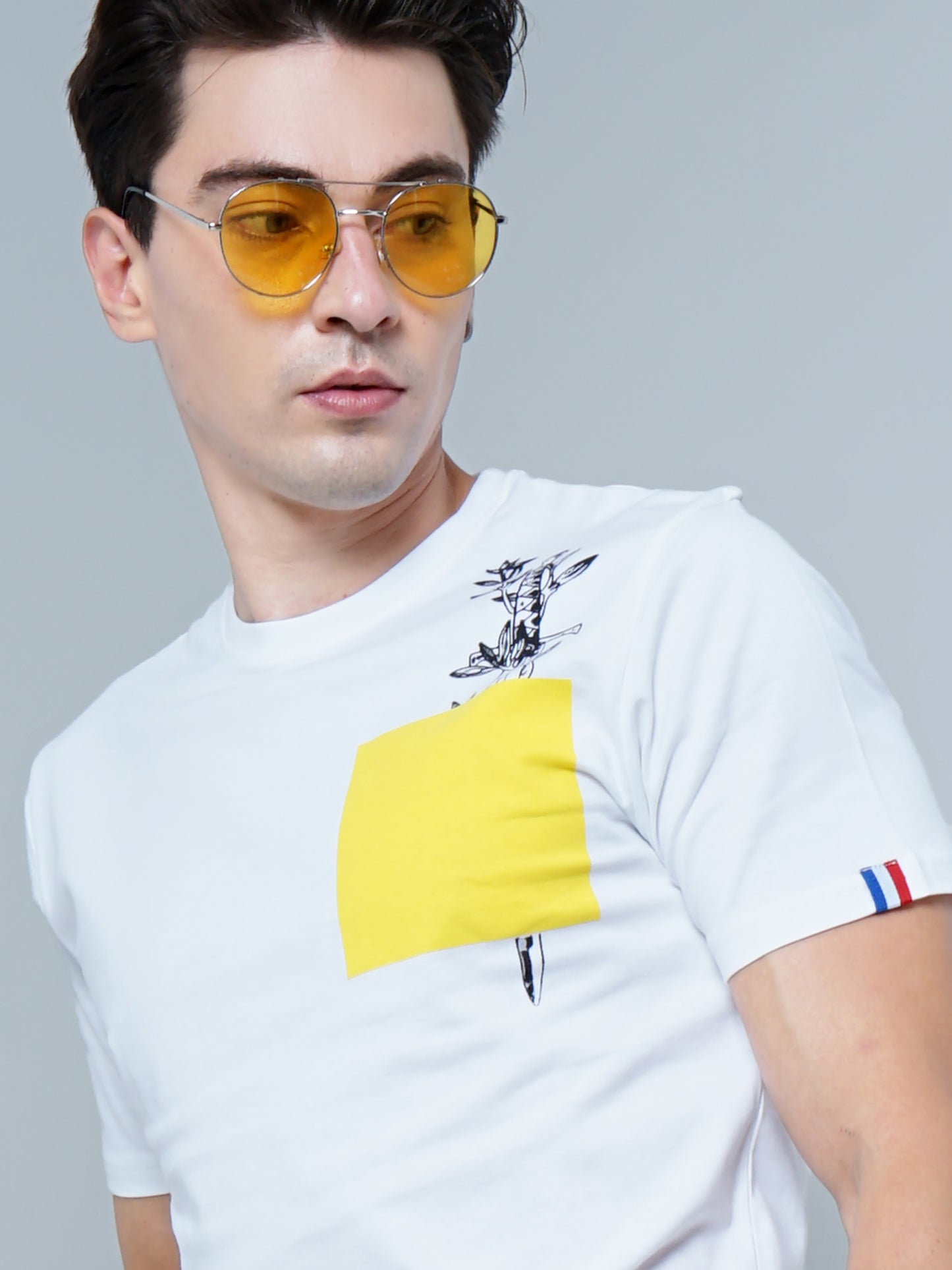 Yellow Patch White T-Shirt