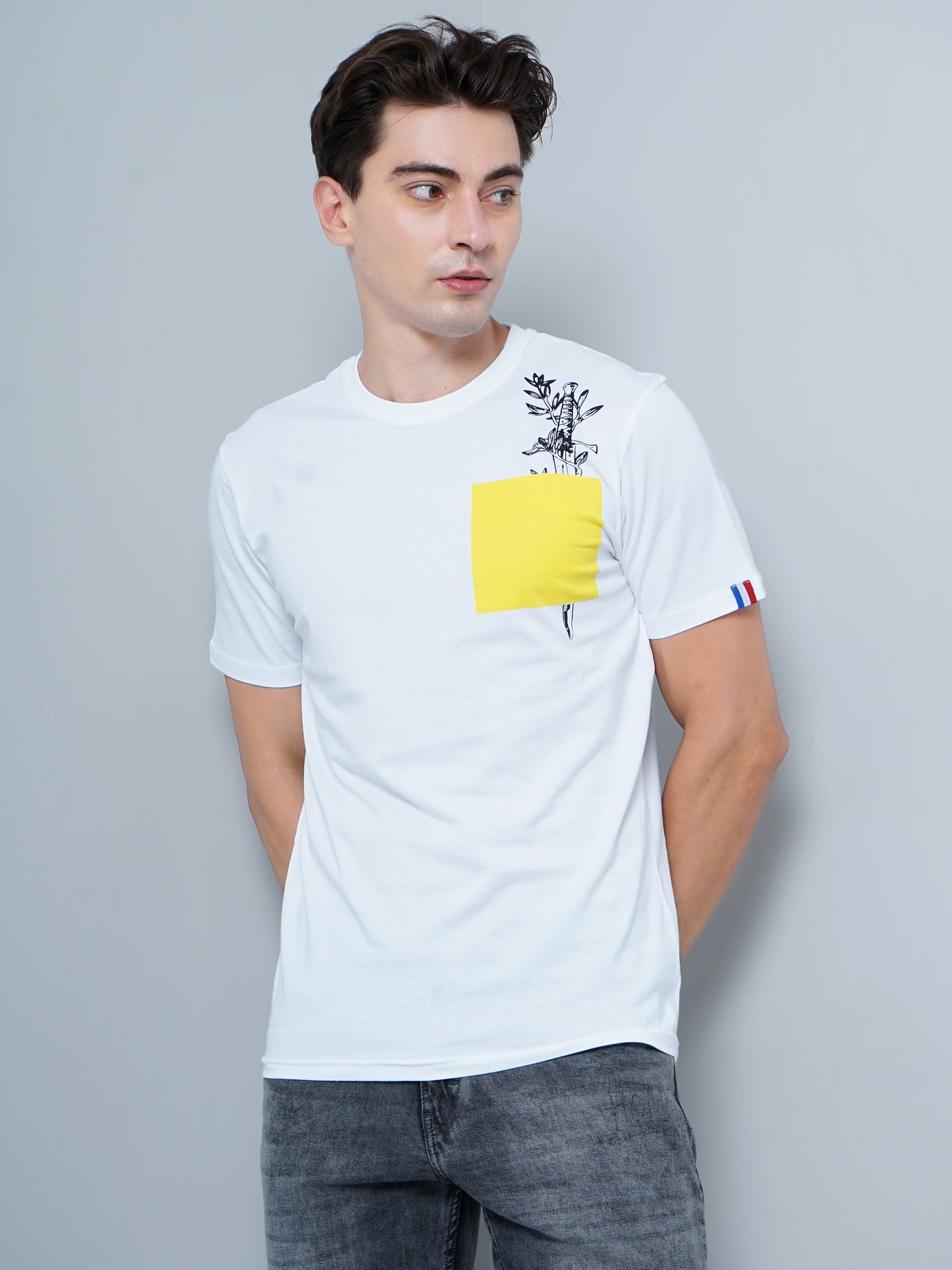 Yellow Patch White T-Shirt