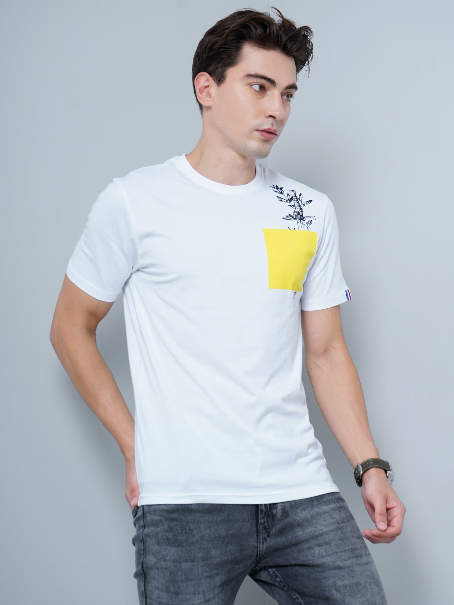 Yellow Patch White T-Shirt
