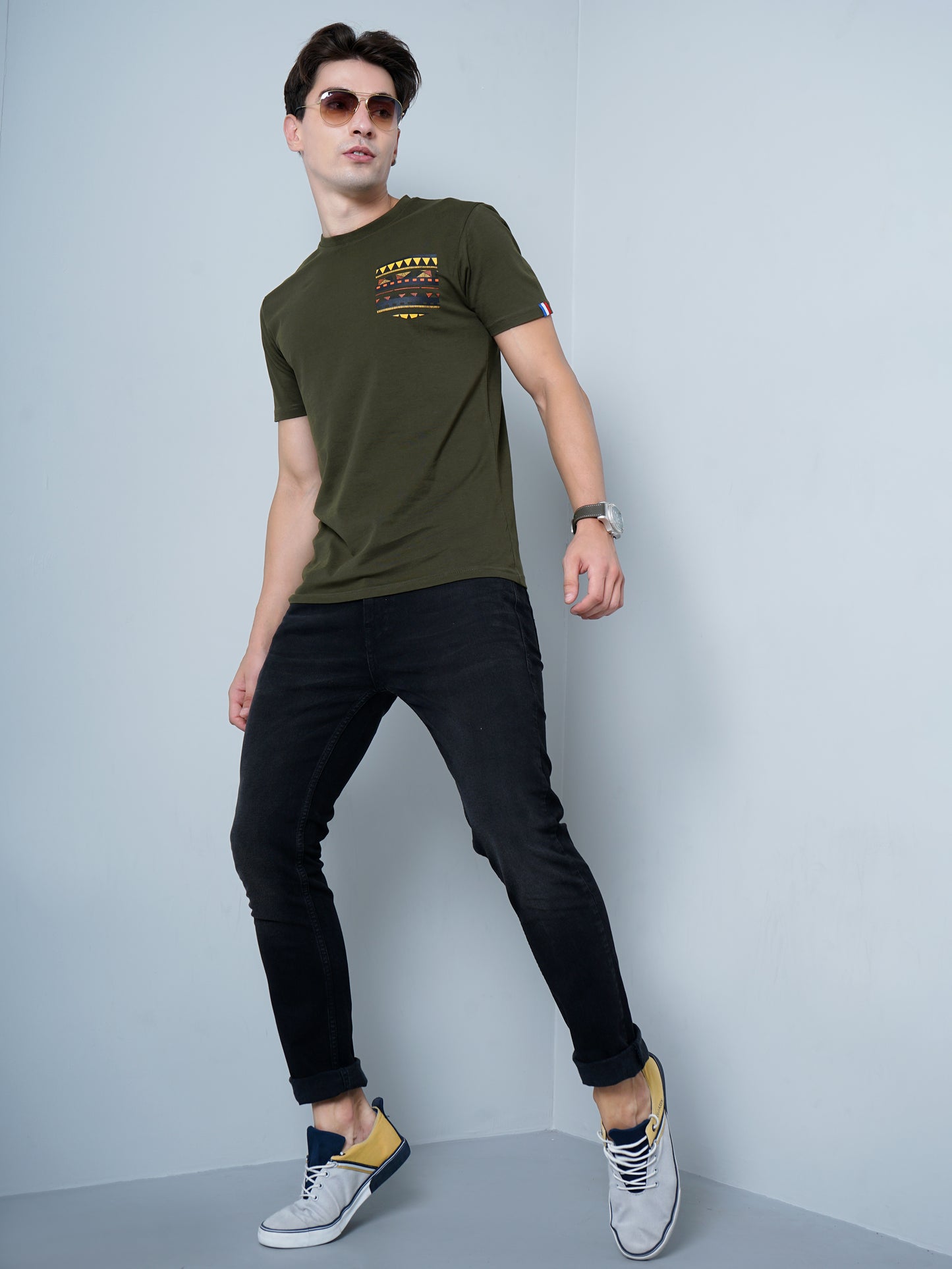 Patch Print Green T-Shirt