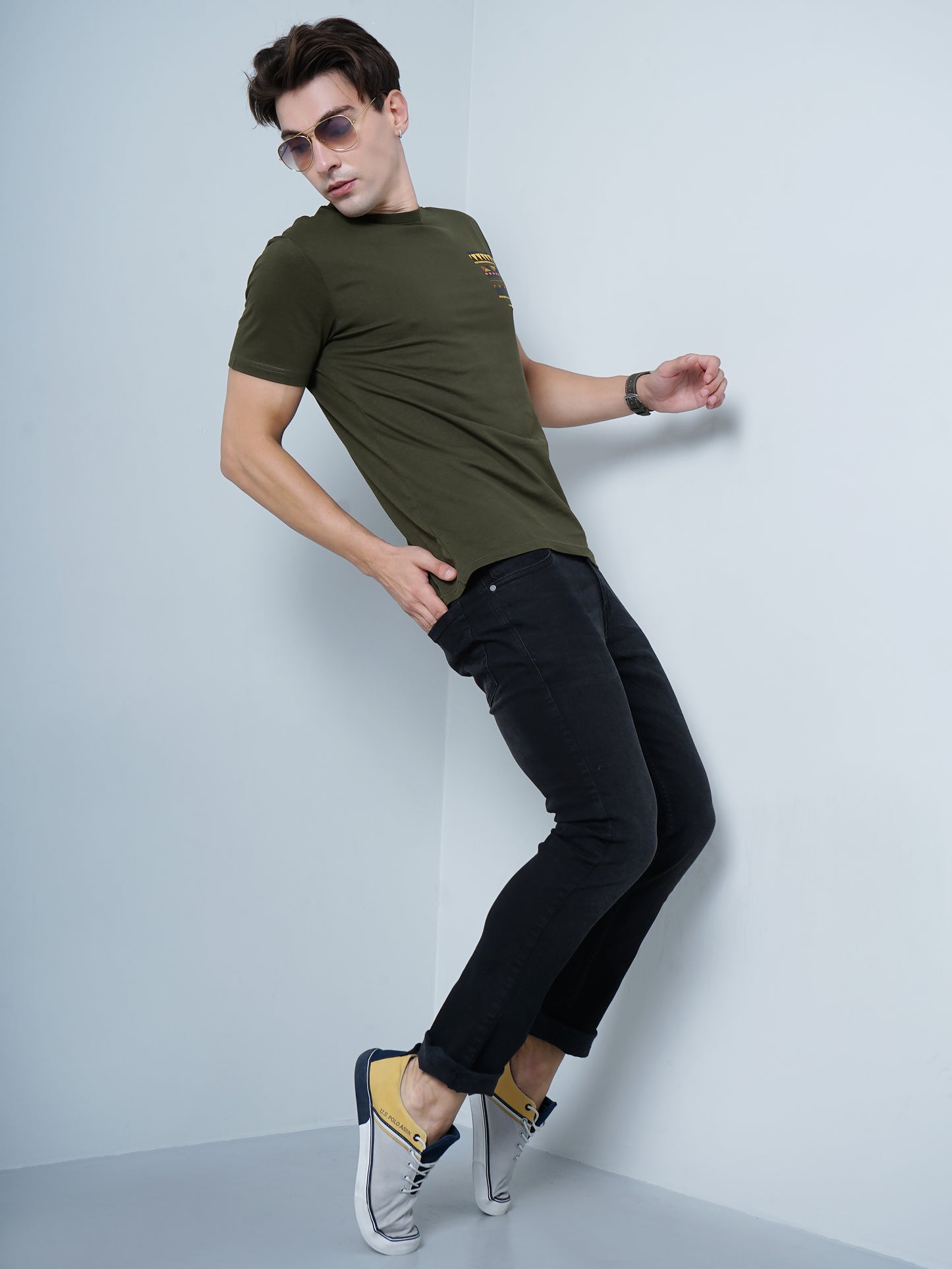 Patch Print Green T-Shirt