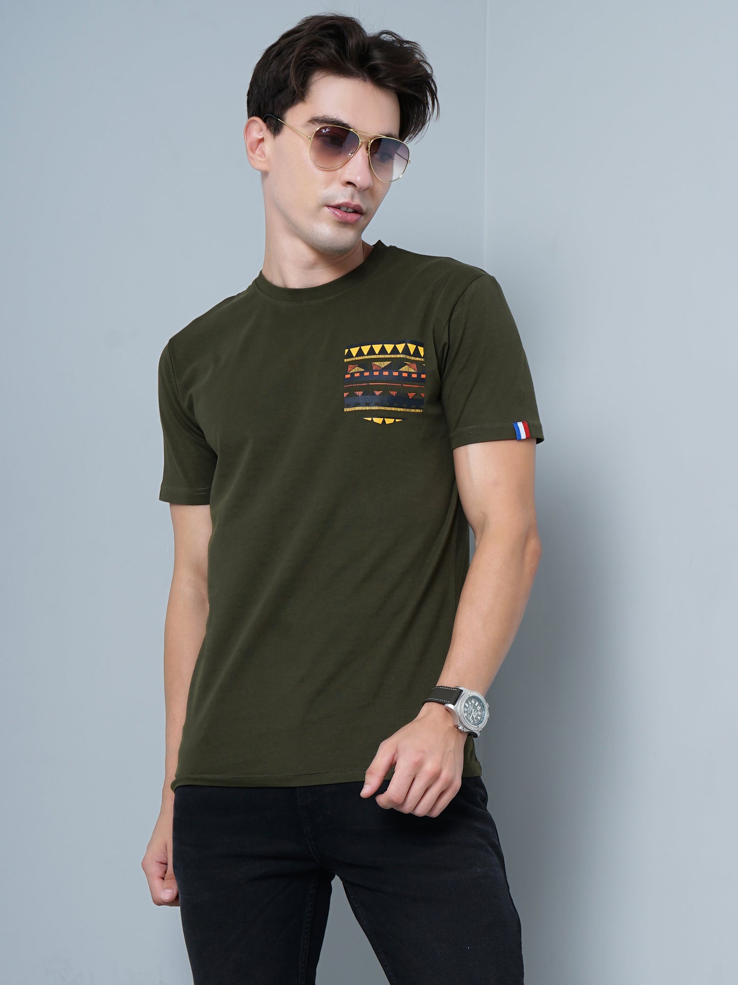 Patch Print Green T-Shirt