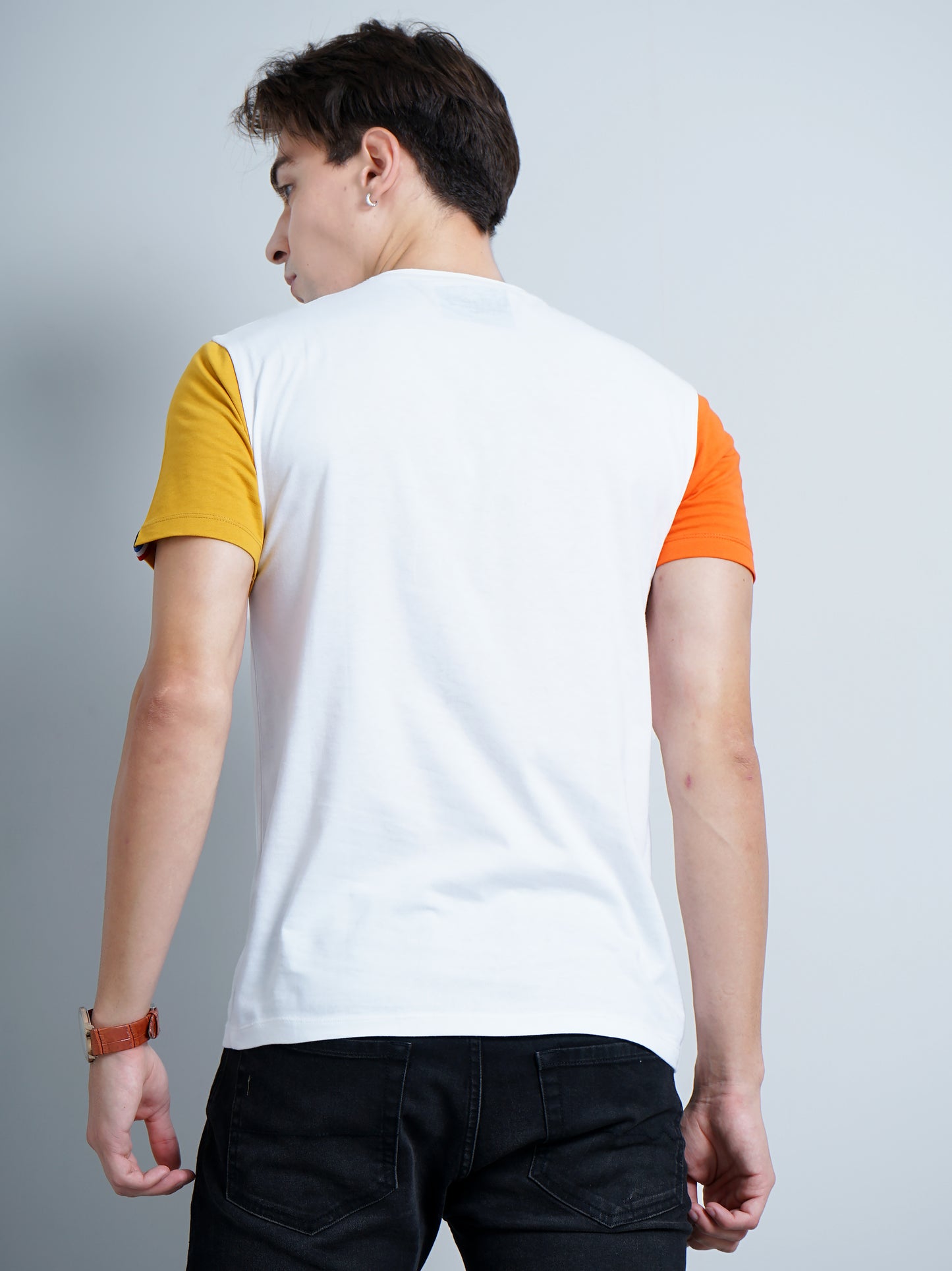 Chest Striped White T-Shirt