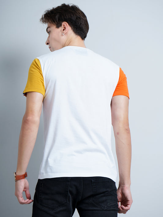 Chest Striped White T-Shirt