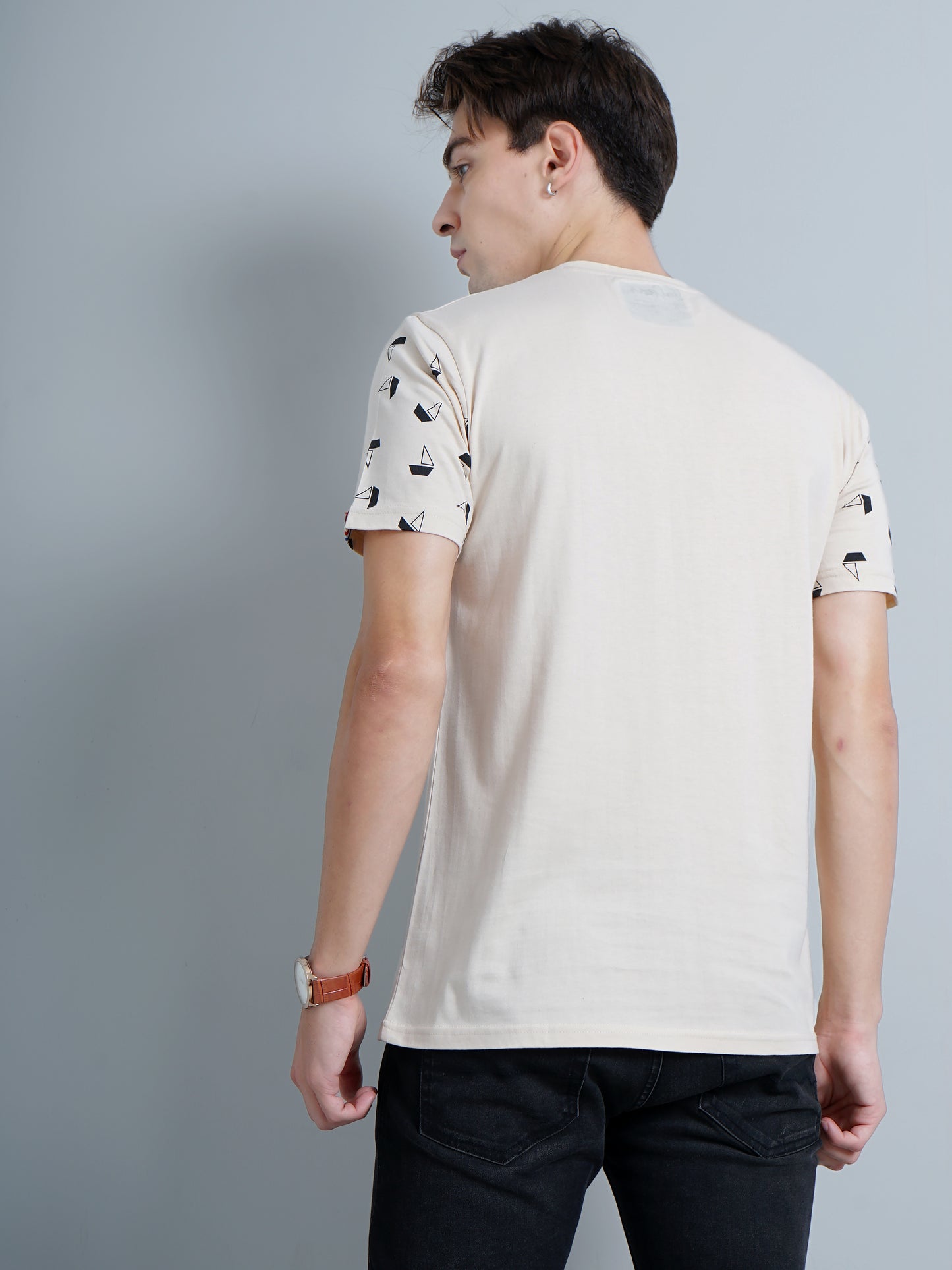 Boat Print Beige T-Shirt