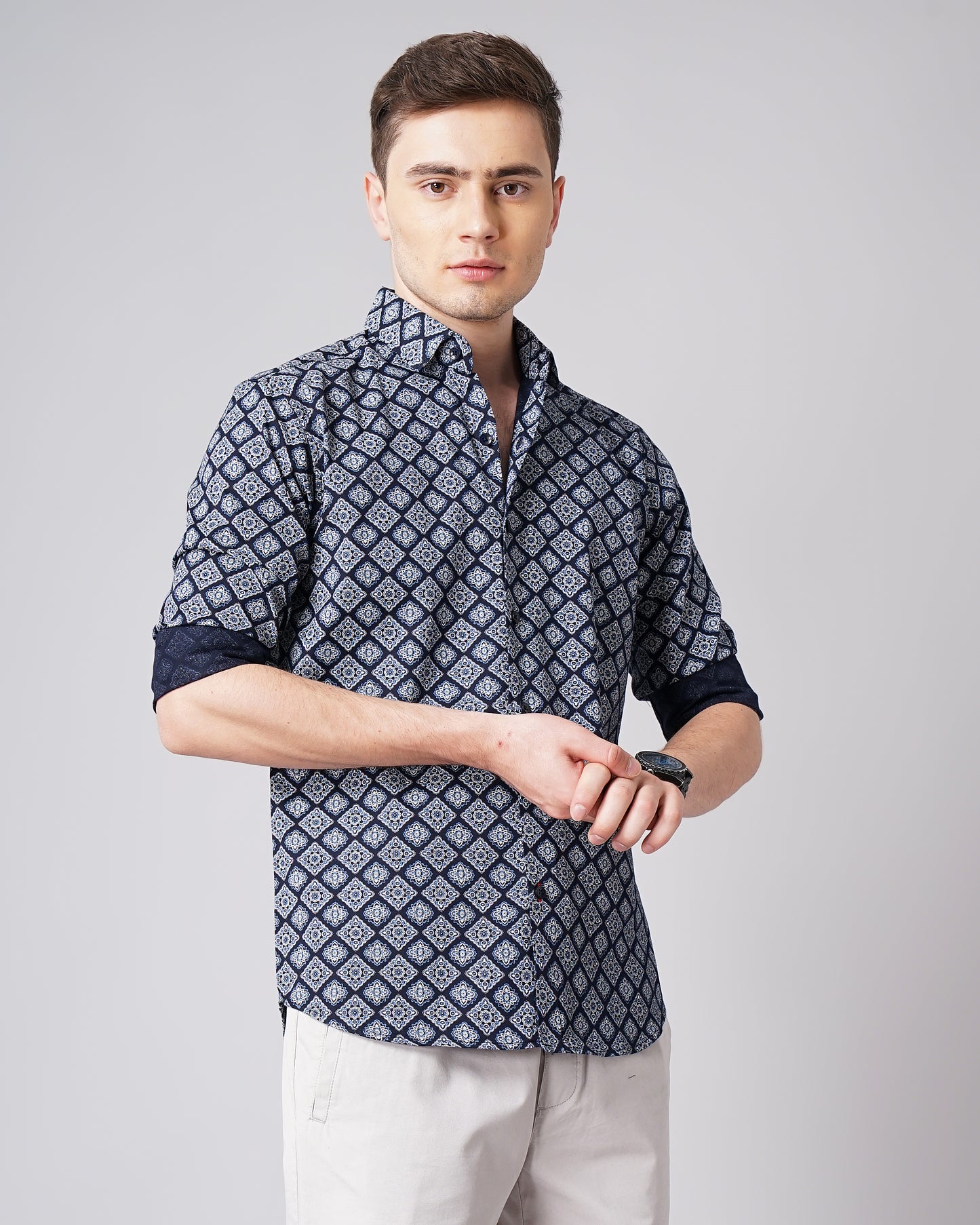 Motif Navy Floral Shirt