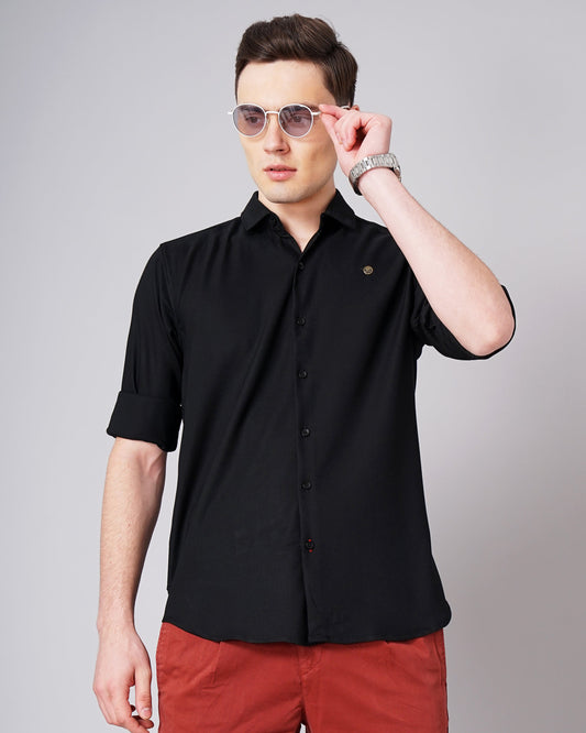Solid Stretch Black Shirt