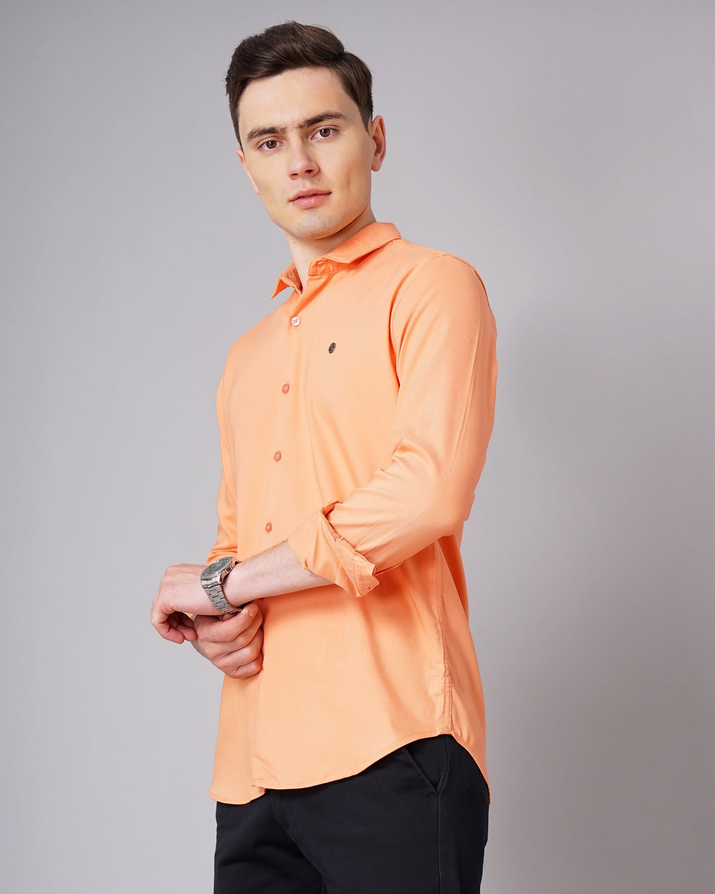 Solid Stretch Orange Shirt