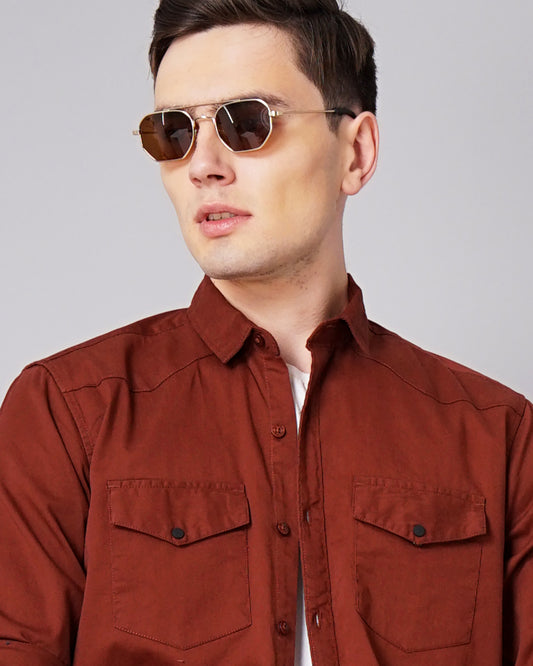 Stark Brown Solid Shirt