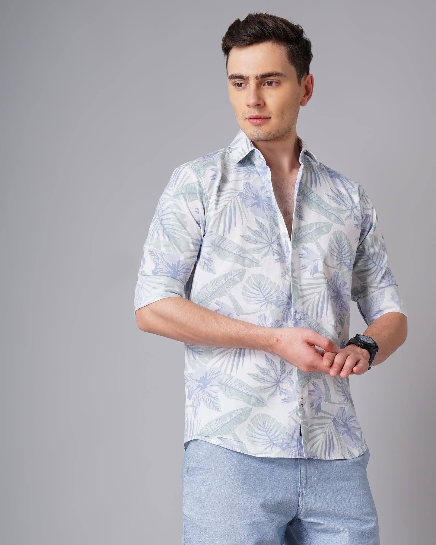 Block Floral White Shirt