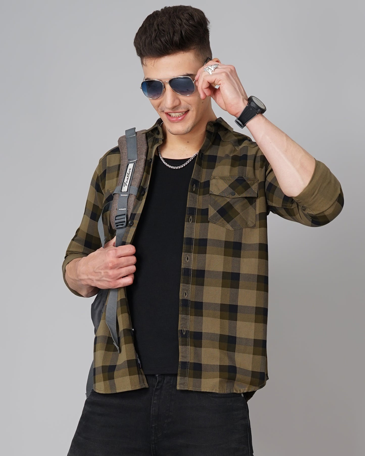 Ruse Olive Checks Shirt