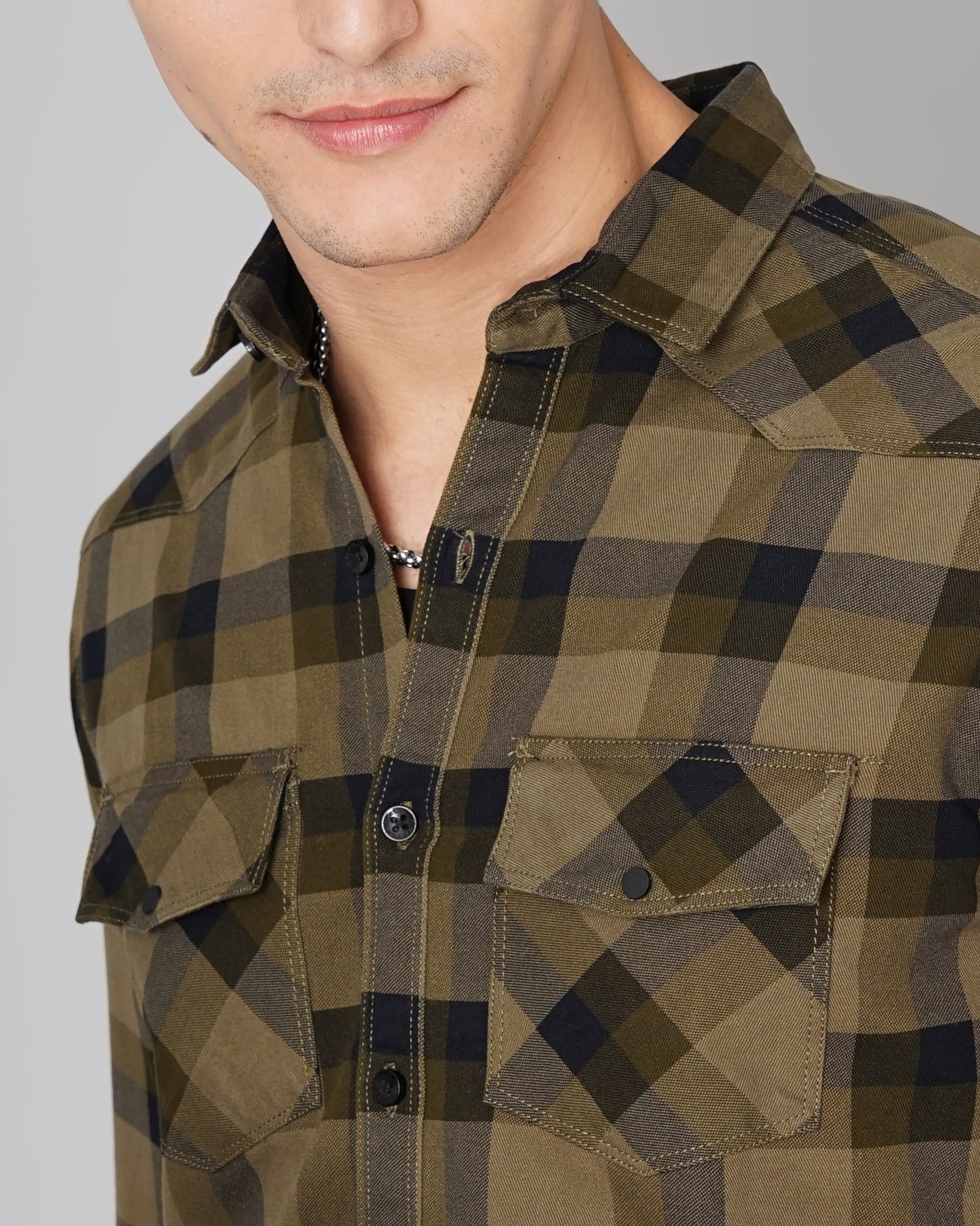Ruse Olive Checks Shirt