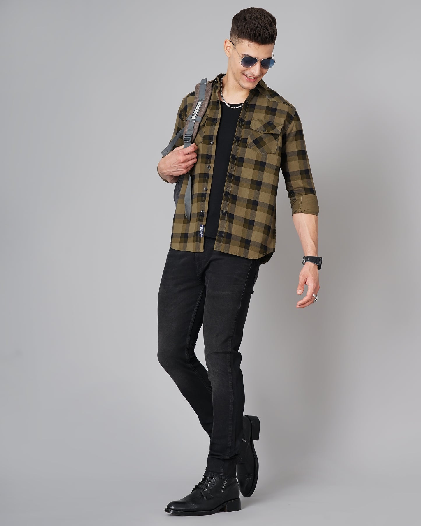 Ruse Olive Checks Shirt