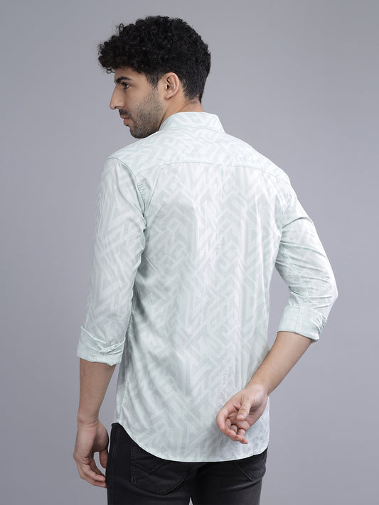Gusset Green Geometric Shirt