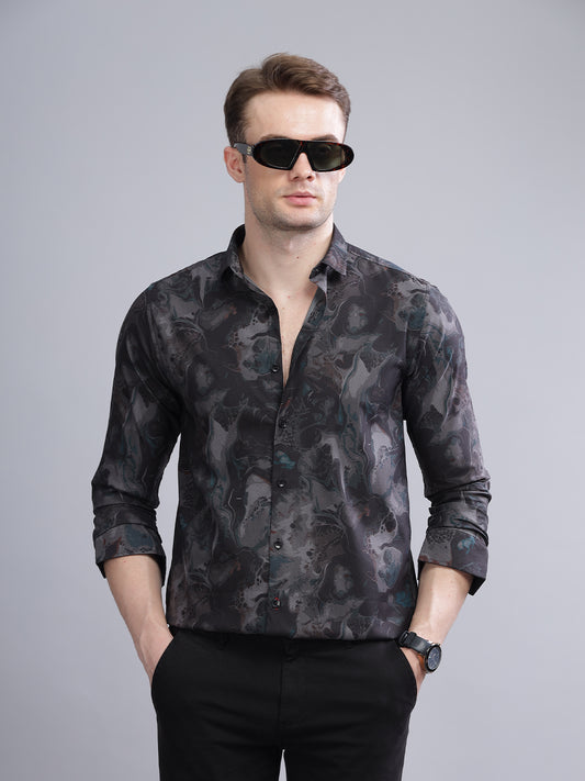 Jade Black-Grey Party Shirt