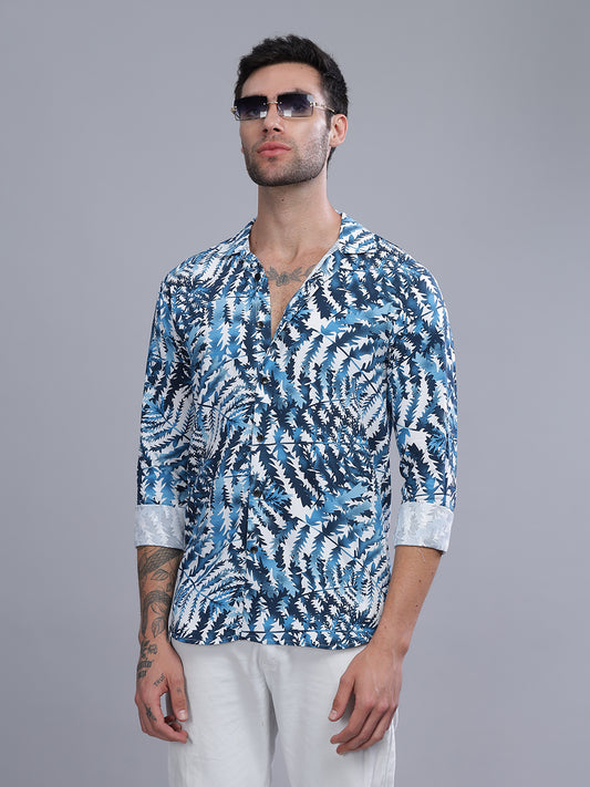 Leaflet Blue Rayon Shirt
