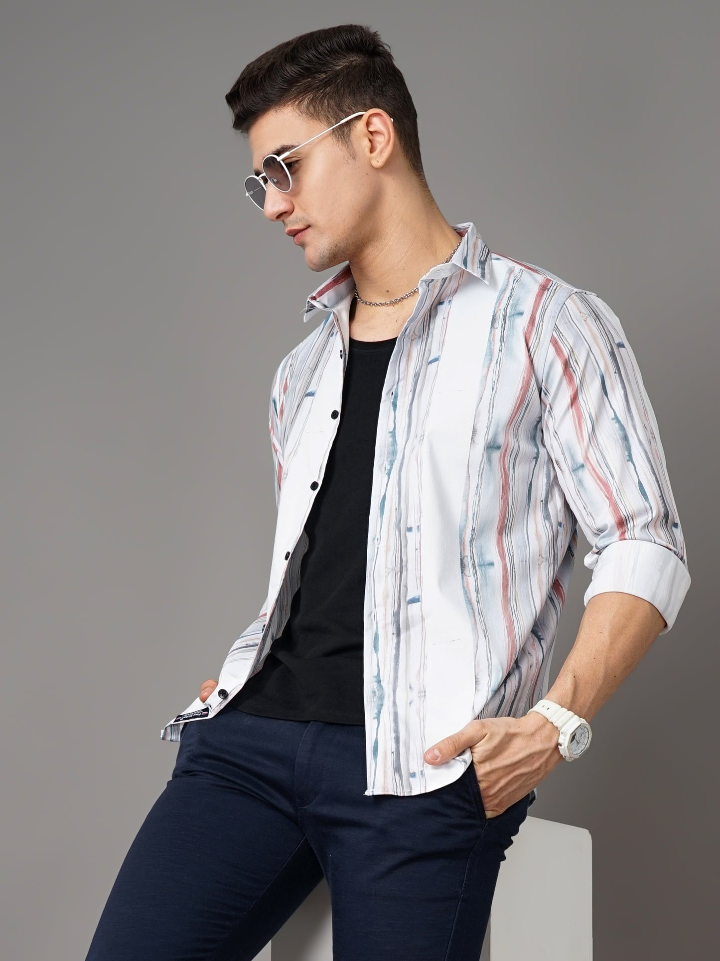 Suva White-Pink Striped Shirt