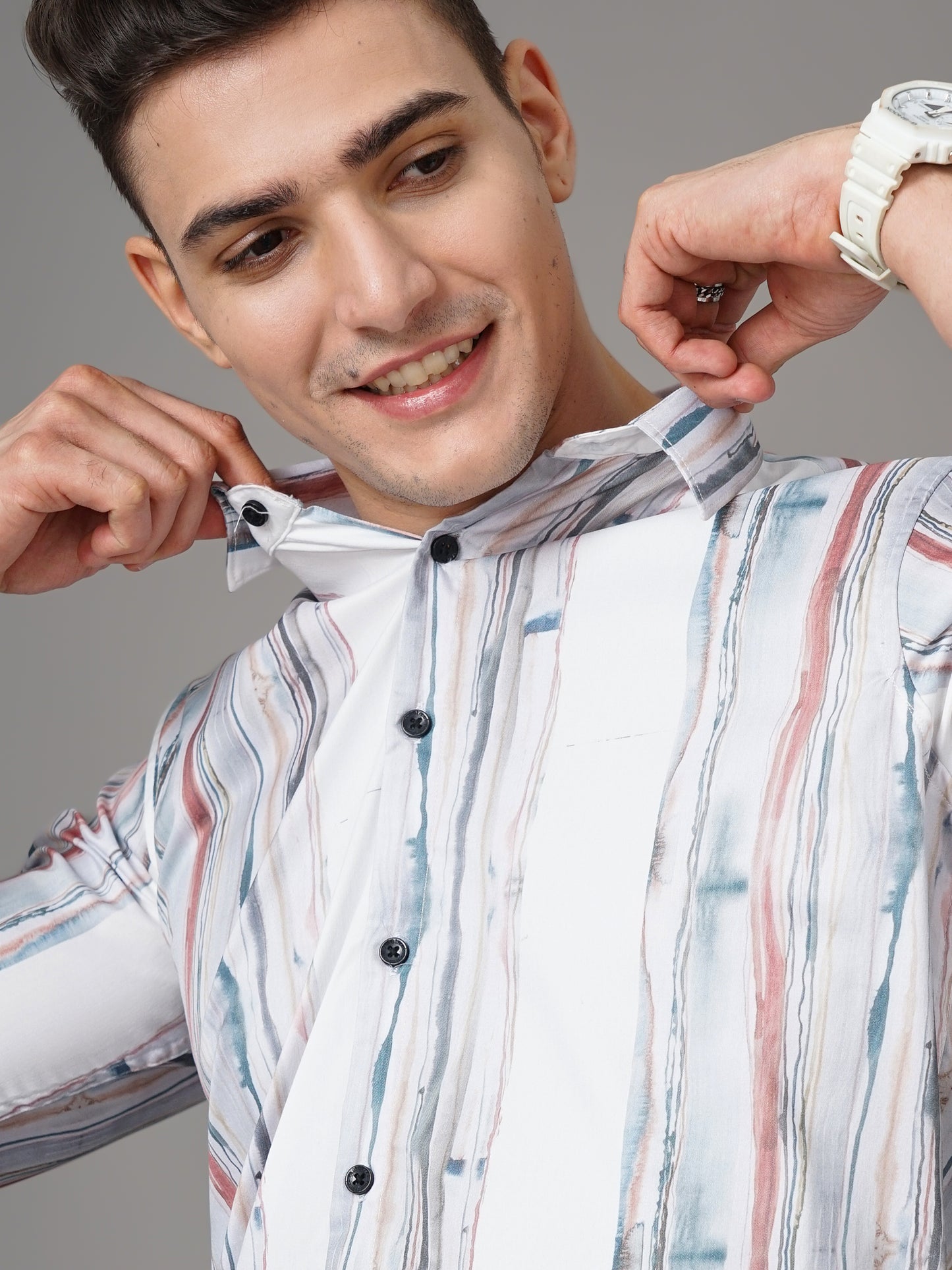 Suva White-Pink Striped Shirt