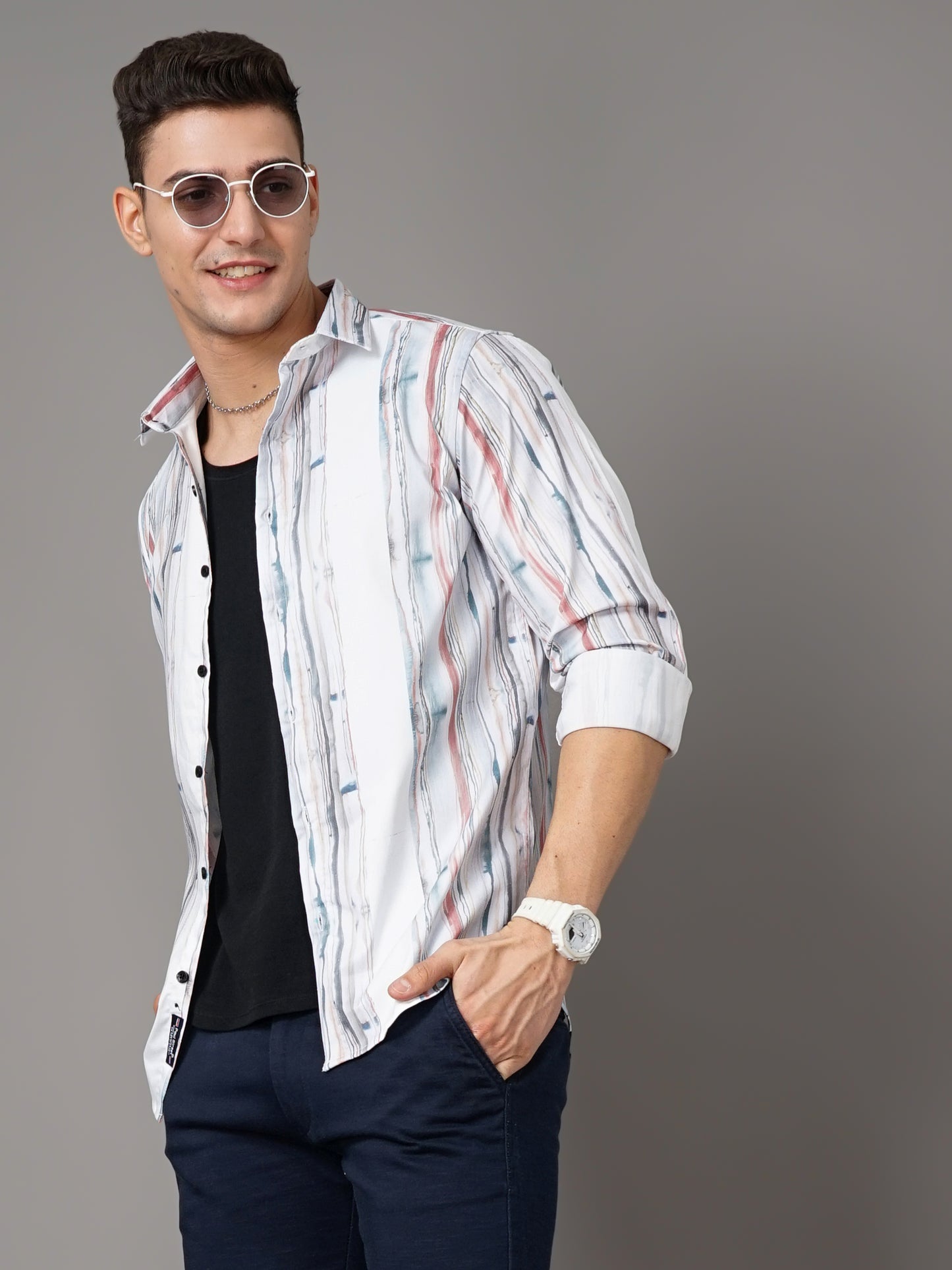 Suva White-Pink Striped Shirt