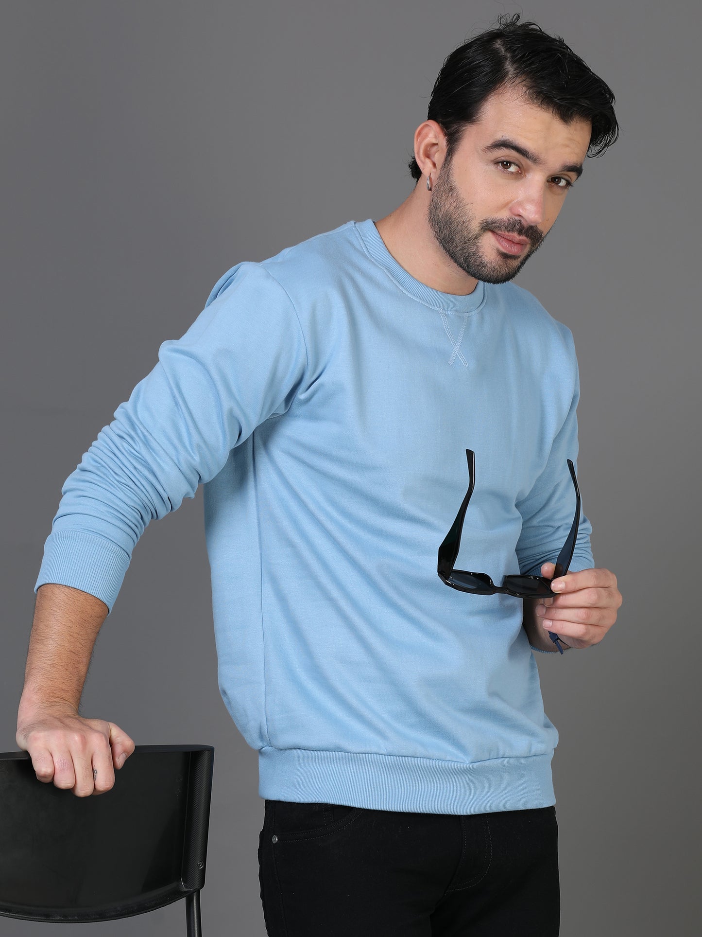 Blue Plain Sweatshirt