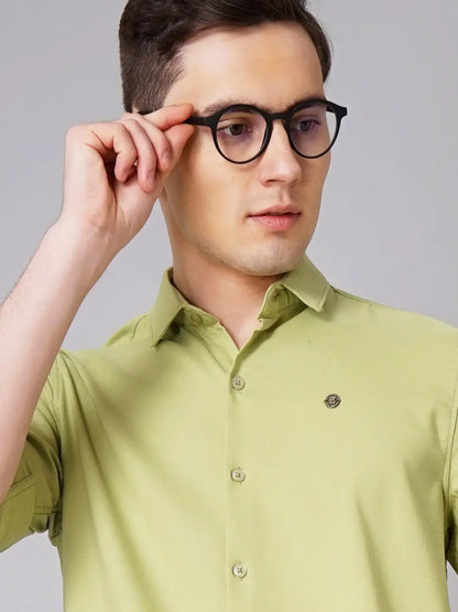 Solid Stretch Green Shirt