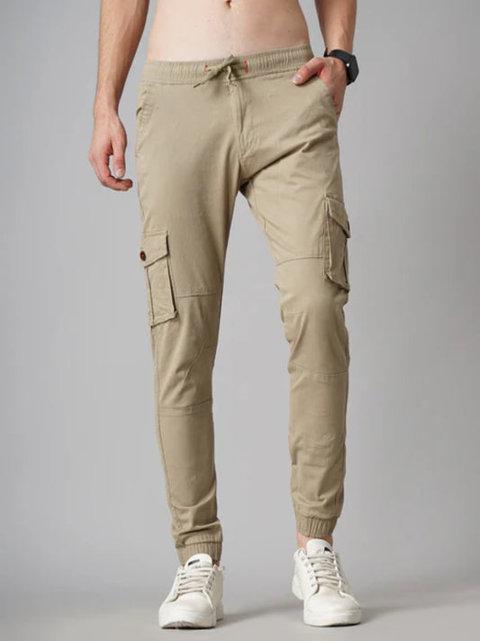 Solid Beige Cargo Pant