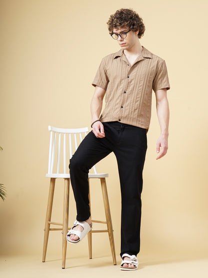 Linen Straight Fit Black Trouser