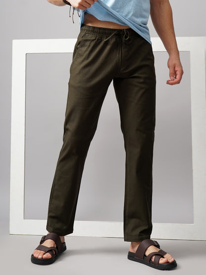 Linen Relaxed Fit Olive Trouser