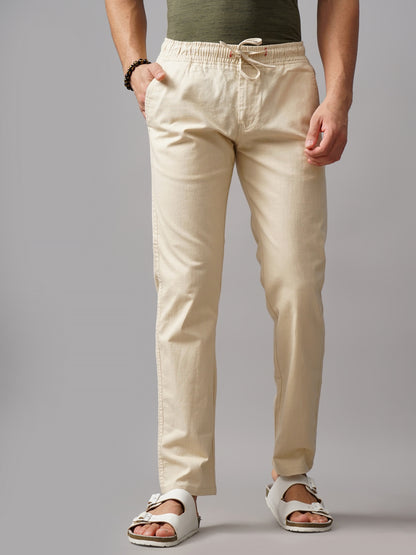 Linen Breeze Fit Beige Trouser