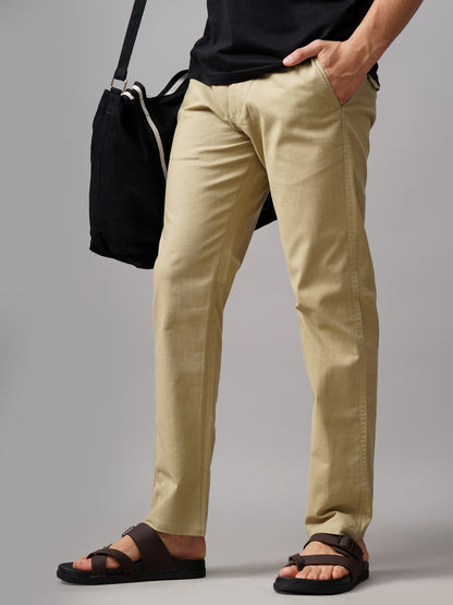 Linen Breeze Fit Khaki Trouser