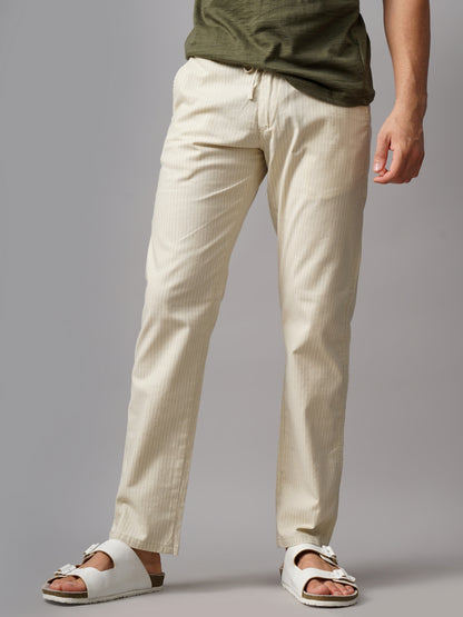 Striped Linen Beige Trouser