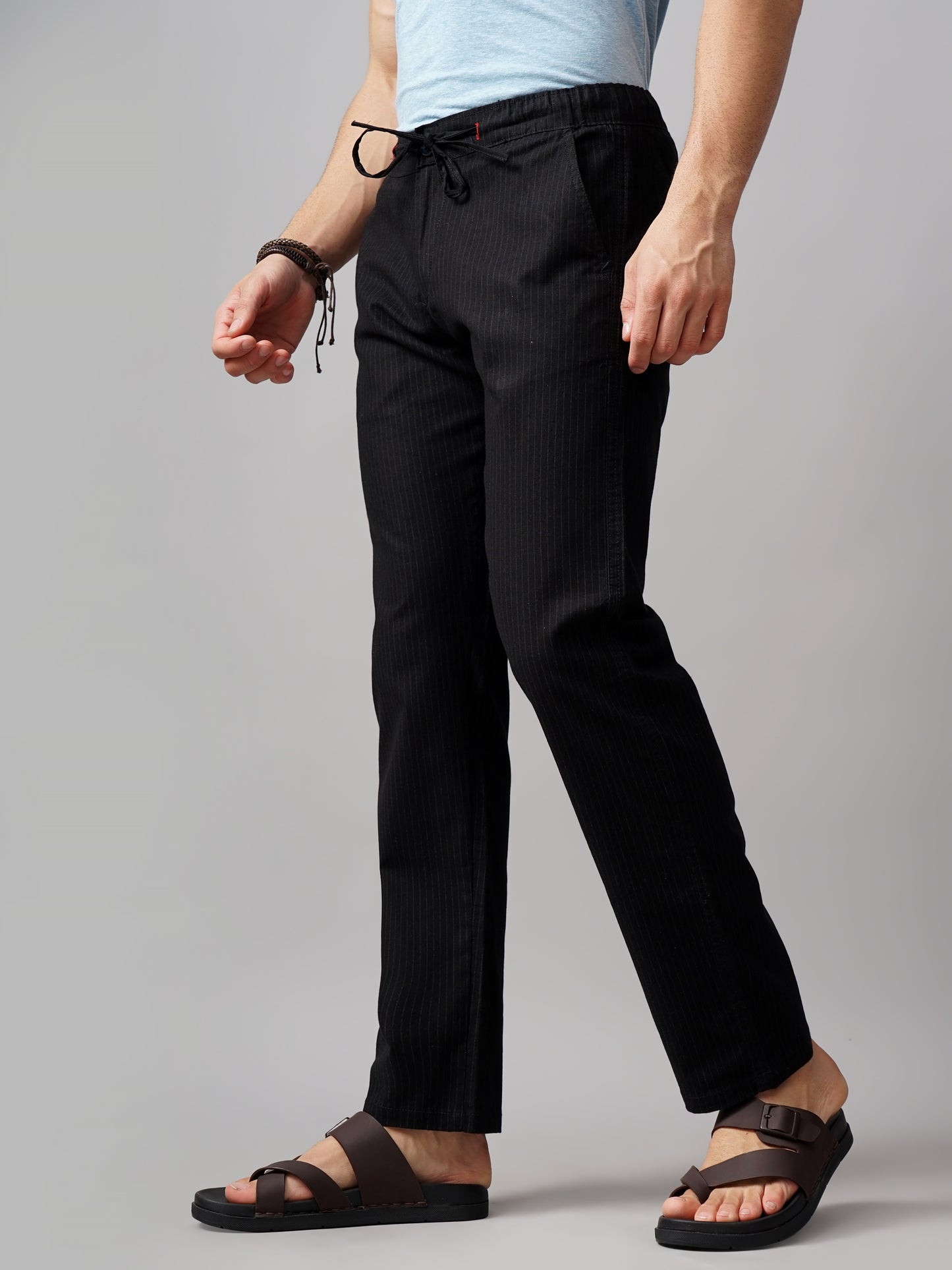 Striped Linen Black Trouser