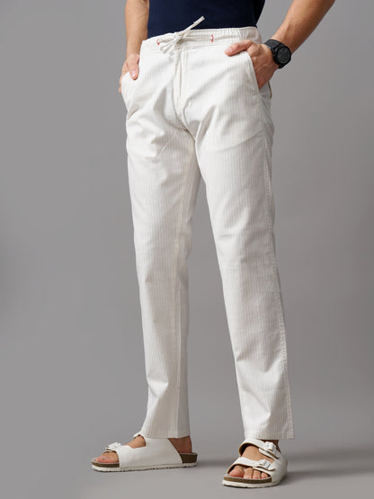 Striped Linen White Trouser