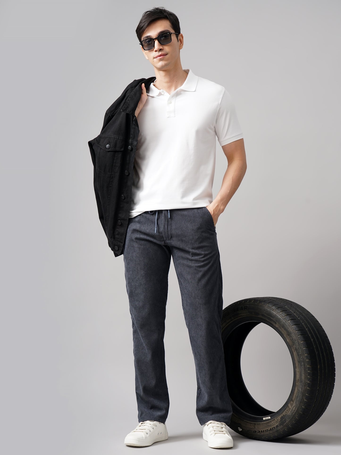 Corduroy Charcoal Regular Fit Pant