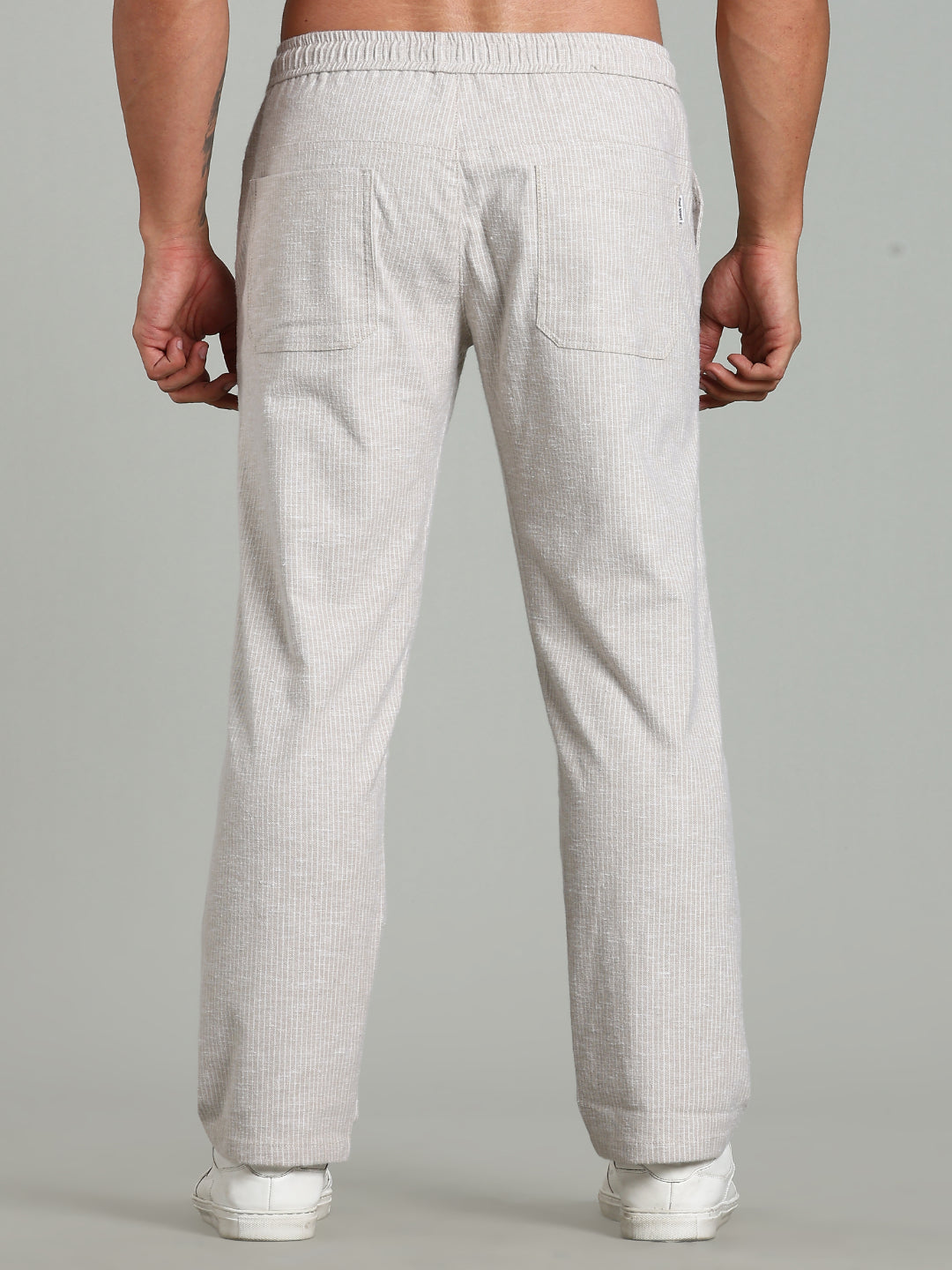 Haven Beige Striped Linen Pant
