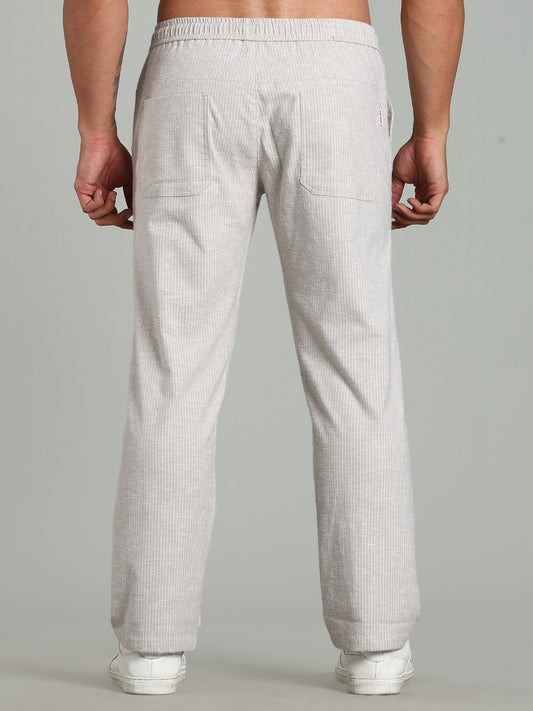 Haven Beige Striped Linen Pant