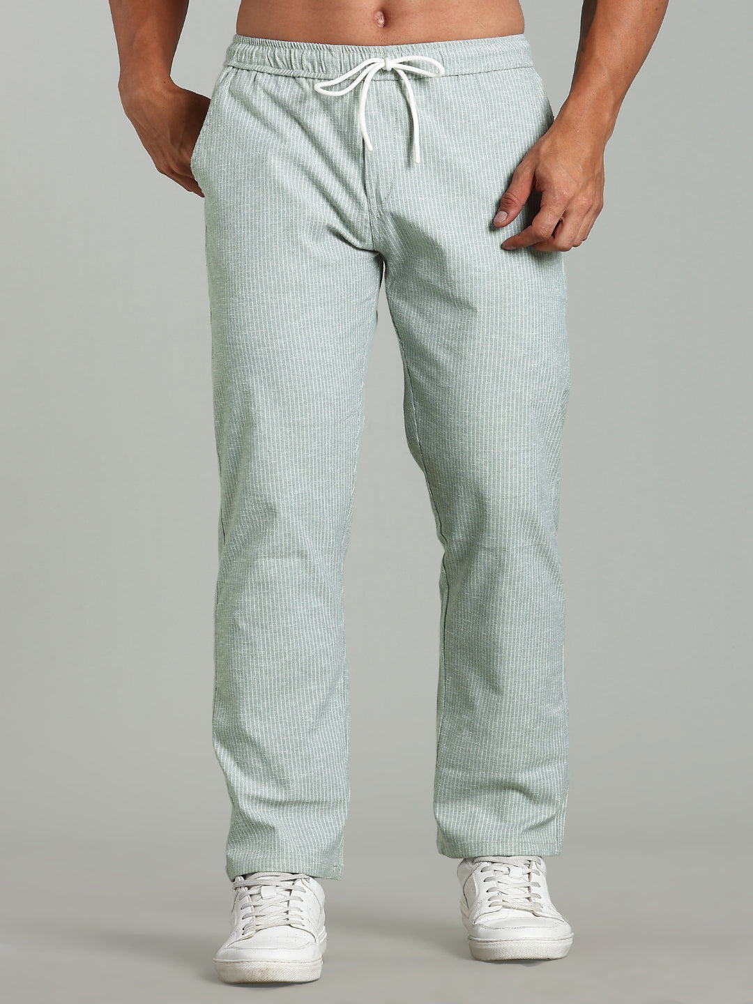 Haven Green Striped Linen Pant