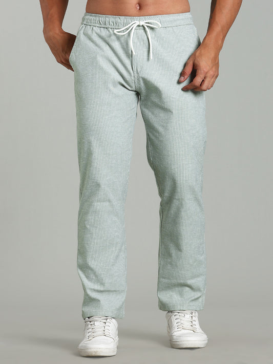 Haven Green Striped Linen Pant