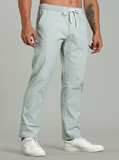 Haven Green Striped Linen Pant