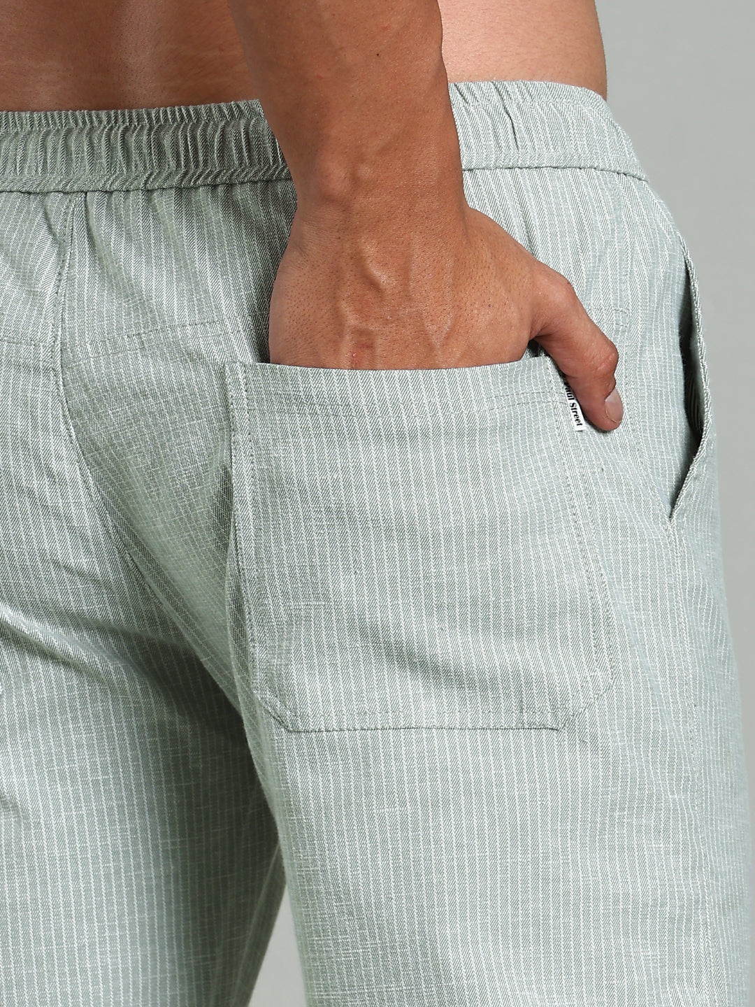 Haven Green Striped Linen Pant