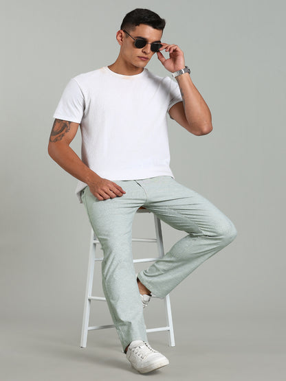 Haven Green Striped Linen Pant