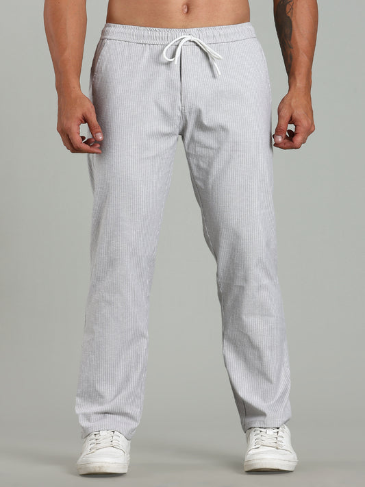 Haven Grey Striped Linen Pant