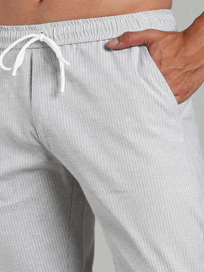 Haven Grey Striped Linen Pant