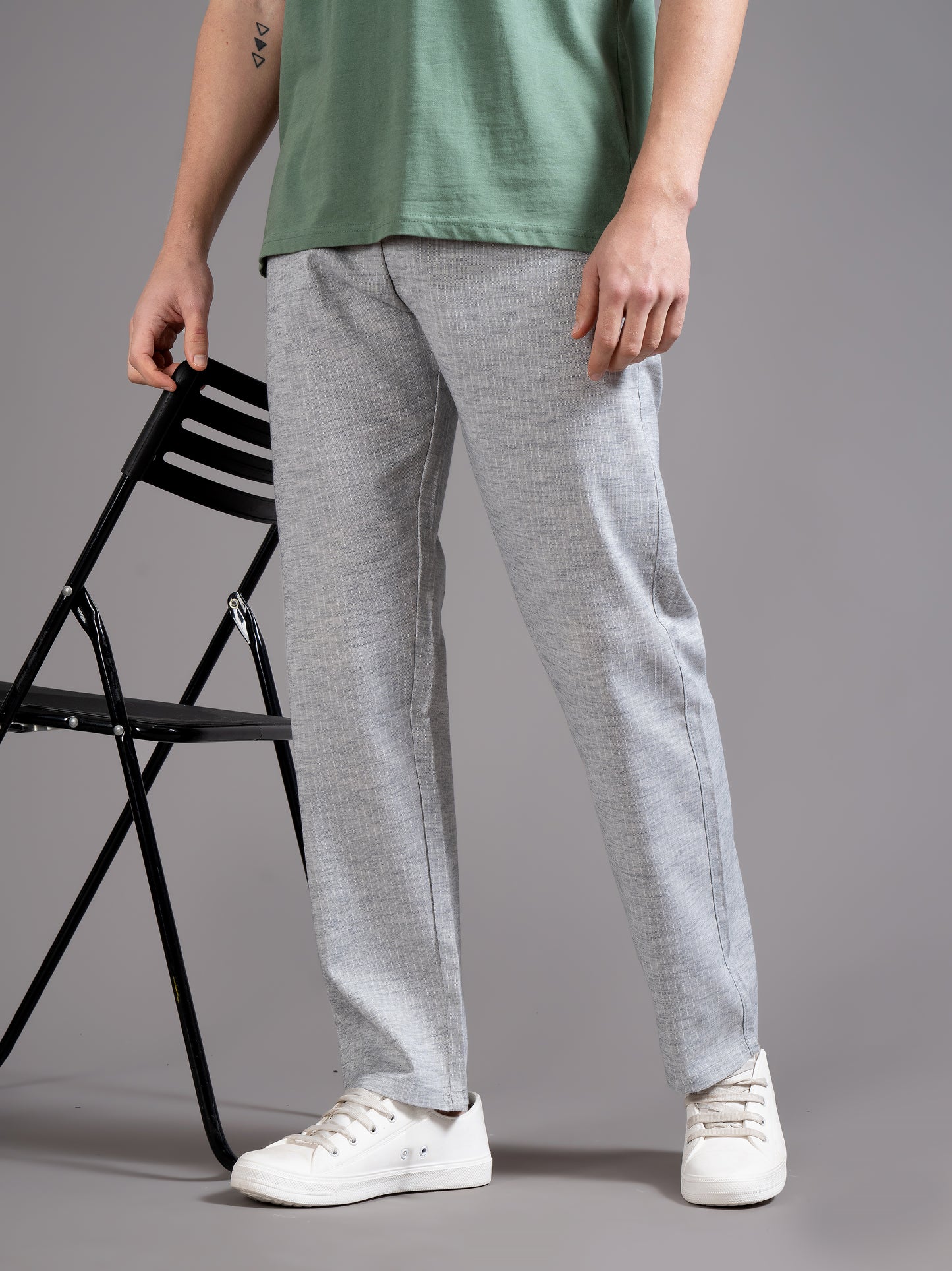 Eden Grey Striped Linen Pant