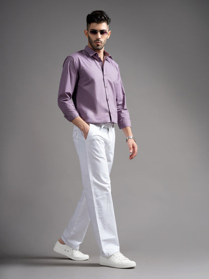 Aura White Linen Blend Trouser